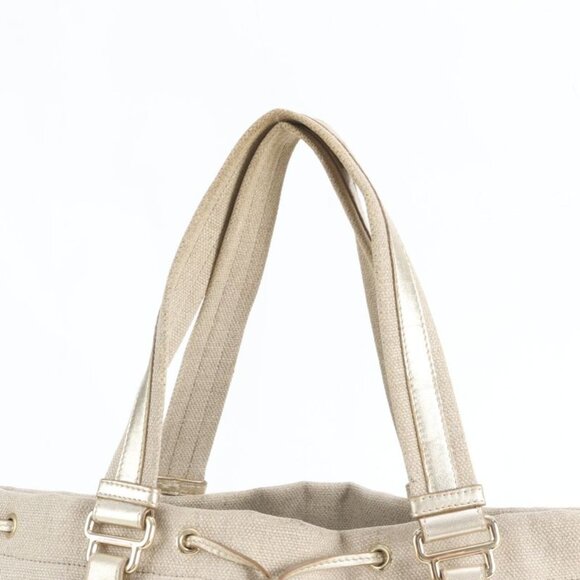 Saint Laurent Yves Kahala Leather Canvas Tote Shoulder - Picture 2 of 9